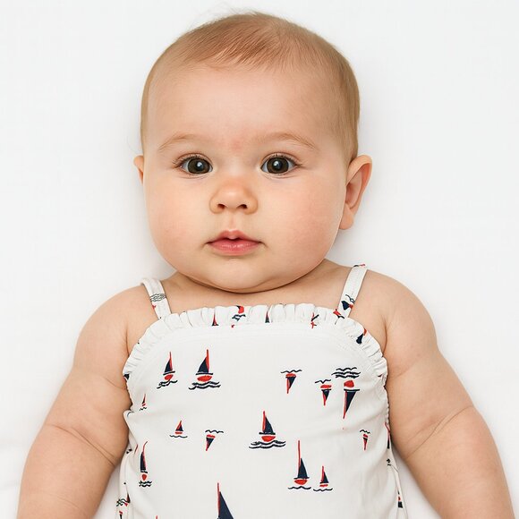 NWT Janie and Jack White Sailboat Swimsuit Size 3-6 Months - Picture 1 of 4